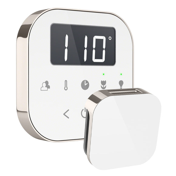 AirTempo Steam Shower Control and Aroma Glass SteamHead in White Polished Nickel