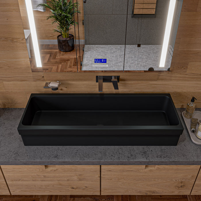 ALFI Brand AB48TRBM 48" Black Matte Above Mount Fireclay Bathroom Trough Sink