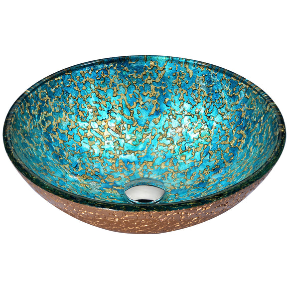 Chrona Series Vessel Sink in Gold/Cyan Mix