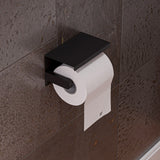 ALFI brand ABTPC66-BLA Black Matte Stainless Steel Toilet Paper Holder with Shelf