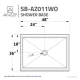 ANZZI SB-AZ011WO Fissure Series 36" x 48" Single Threshold Shower Base in White