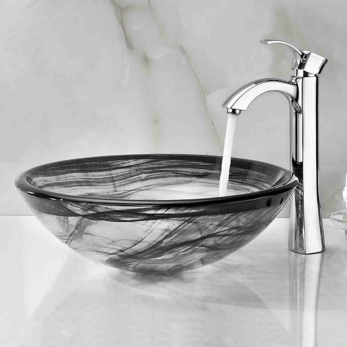 ANZZI LS-AZ054 Mezzo Series Vessel Sink with Pop-Up Drain in Slumber Wisp