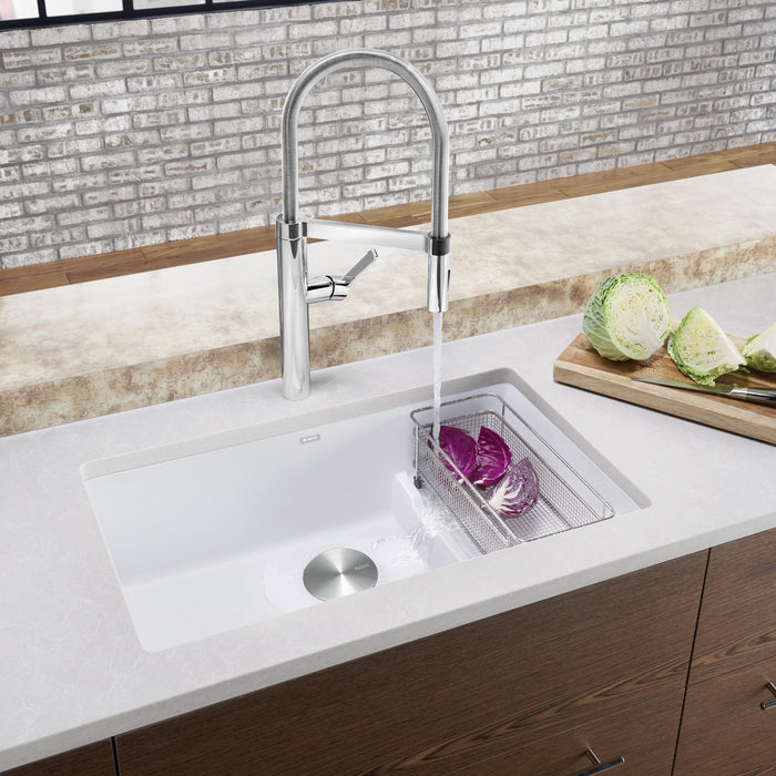 Blanco 519453 Precis Cascade SILGRANIT 29" Single Bowl Undermount Kitchen Sink in White
