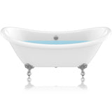 69.29" Belissima Double Slipper Acrylic Claw Foot Tub in White