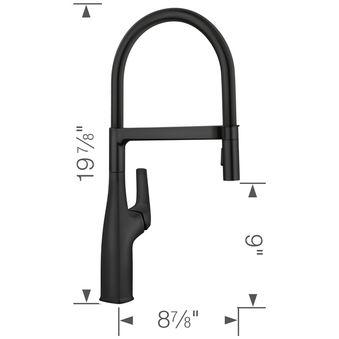 Blanco 443019 Rivana Semi-Pro Pull-Down Dual-Spray Kitchen Faucet - Matte Black