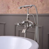 ANZZI FS-AZ0052BN Tugela 3-Handle Claw Foot Tub Faucet with Hand Shower in Brushed Nickel