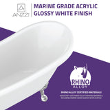 ANZZI FT-CF131LXFT-CH 67.32" Diamante Slipper-Style Acrylic Claw Foot Tub in White