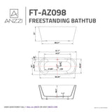 ANZZI FT-AZ098 Chand 67" Acrylic Flatbottom Freestanding Bathtub in White