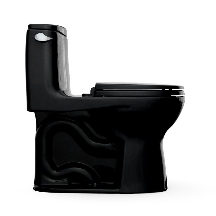 TOTO MS603113CEF#51 UltraMax One-Piece Round 1.28 GPF Universal Height Toilet with Seat, Ebony (Black)
