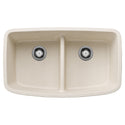 Blanco 443089 Valea SILGRANIT 32" 50/50 Double Bowl Undermount Kitchen Sink with Low Divide - Soft White