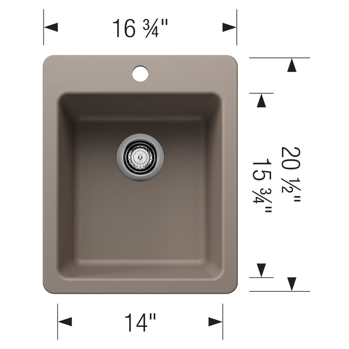 Blanco 443238 Liven SILGRANIT 17" Dual Mount Bar Sink - Truffle