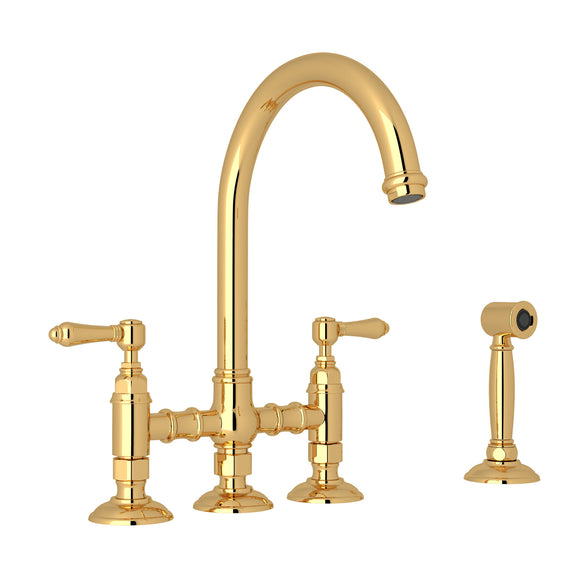 House of Rohl A1461LMWSIB-2 San Julio Bridge Kitchen Faucet with Side Spray