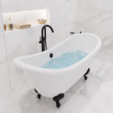 ANZZI FT-AZ132MB Falco 5.8 ft. Acrylic Freestanding Soaking Bathtub in Glossy White with Matte Black Feet