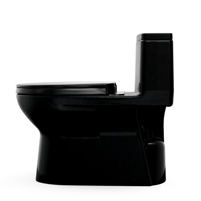 TOTO MS672124CEF#51 Redington One-Piece Elongated 1.28 GPF Universal Height Toilet with Seat, Ebony (Black)