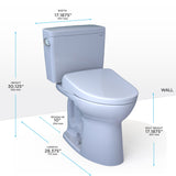 TOTO MW7764726CEFG.10#01 Drake Two-Piece Elongated Universal Height Toilet with S7 Bidet Seat, 10" Rough-In