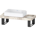 Duravit D4800500 Qatego Console Bathroom Sink and Gray Travertine
