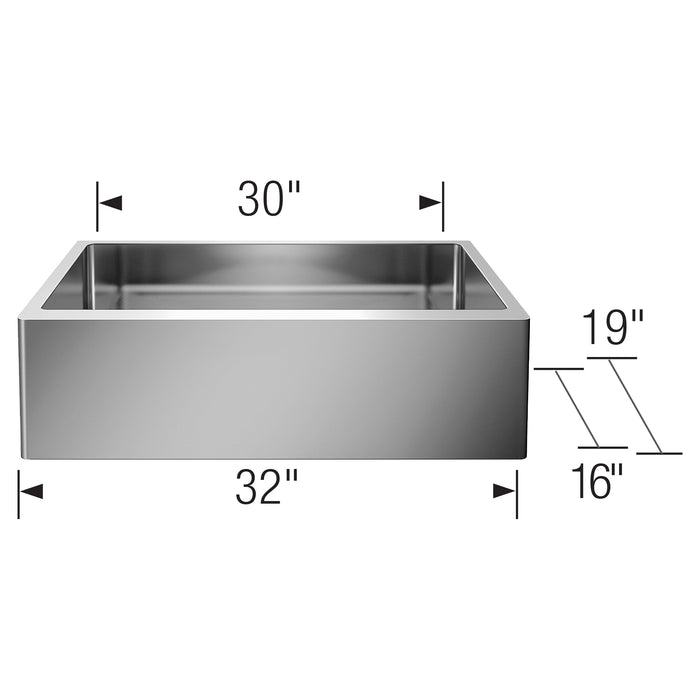 Blanco 522213 Quatrus R15 32" Single Bowl Apron-Front Stainless Steel Farmhouse Sink