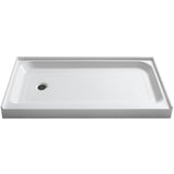 Tier 32 x 60 in. Left Drain Single Threshold Shower Base in White