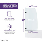 ANZZI SD-AZ8074-01MB Vensea Series 31.5" by 56" Frameless Hinged Tub Door in Matte Black