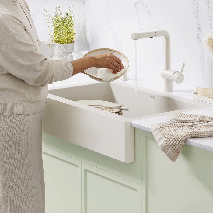 Blanco 526963 Linus Low Arc Pull-Out Dual-Spray Kitchen Faucet - Soft White