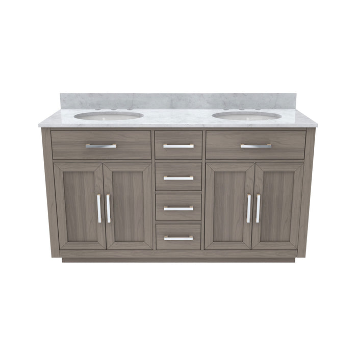 DreamLine VFDX602234RWMGK Dexterity 60" Oak Vanity with Two Oval Undermount Sinks - Gray Oak