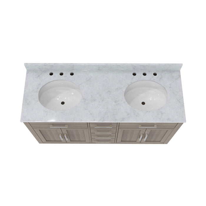 DreamLine VFDX602234RWMGK Dexterity 60" Oak Vanity with Two Oval Undermount Sinks - Gray Oak