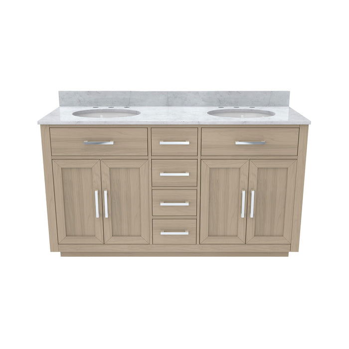 DreamLine VFDX602234RWMLK Dexterity 60" Oak Vanity with Two Oval Undermount Sinks - Light Oak