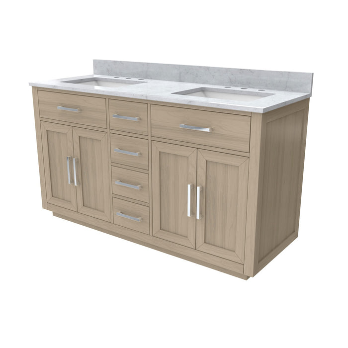DreamLine VFDX602234SWMLK Dexterity 60" Oak Vanity with Two Rectangular Undermount Sinks - Light Oak