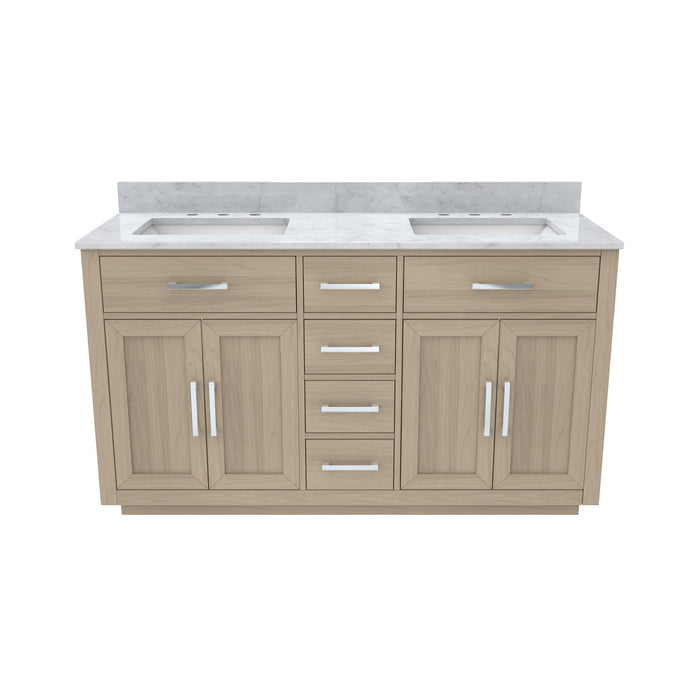 DreamLine VFDX602234SWMLK Dexterity 60" Oak Vanity with Two Rectangular Undermount Sinks - Light Oak
