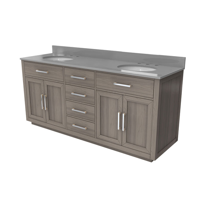DreamLine VFDX722234RGQGK Dexterity 72" Oak Vanity with Two Oval Undermount Sinks - Gray Oak