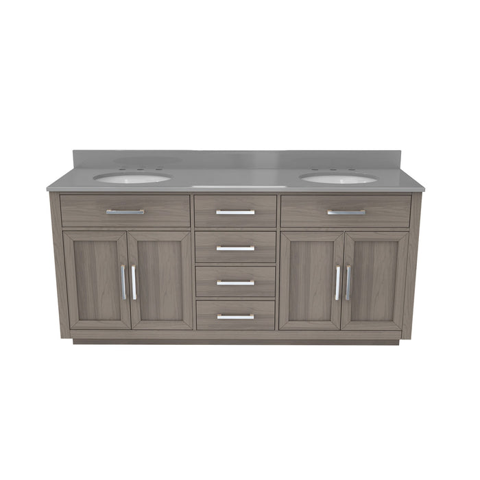 DreamLine VFDX722234RGQGK Dexterity 72" Oak Vanity with Two Oval Undermount Sinks - Gray Oak
