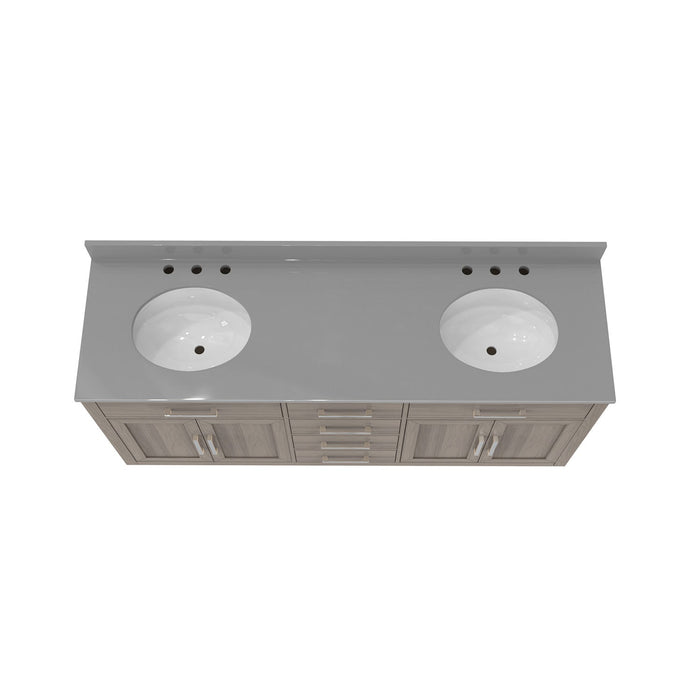 DreamLine VFDX722234RGQGK Dexterity 72" Oak Vanity with Two Oval Undermount Sinks - Gray Oak