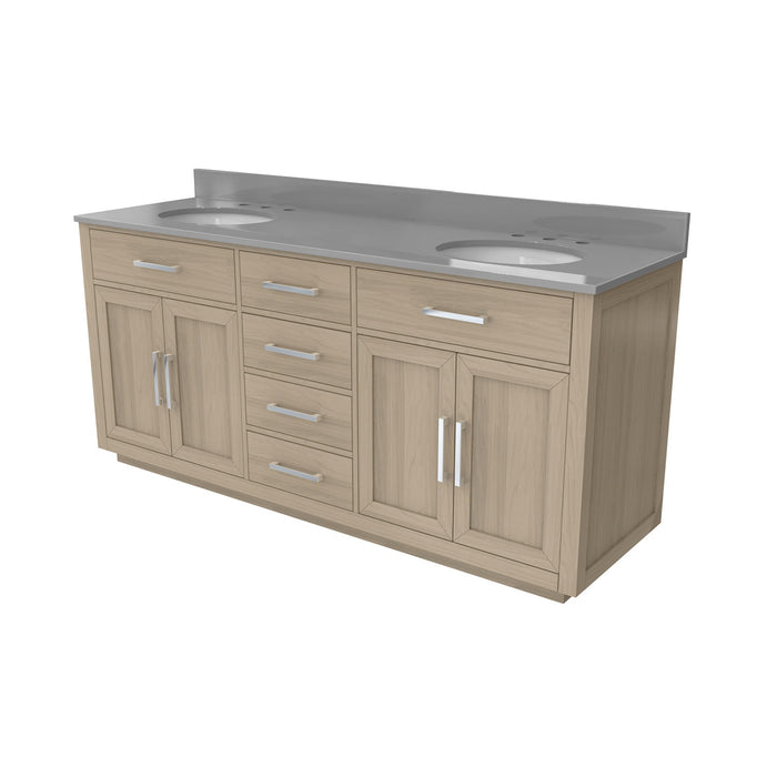 DreamLine VFDX722234RGQLK Dexterity 72" Oak Vanity with Two Oval Undermount Sinks - Light Oak