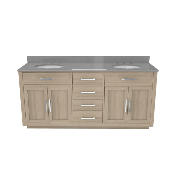 DreamLine VFDX722234RGQLK Dexterity 72" Oak Vanity with Two Oval Undermount Sinks - Light Oak