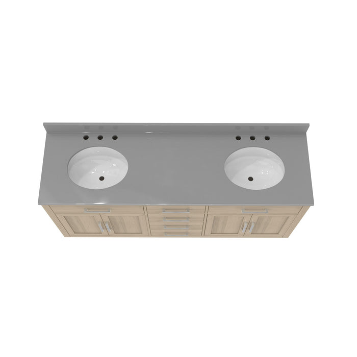DreamLine VFDX722234RGQLK Dexterity 72" Oak Vanity with Two Oval Undermount Sinks - Light Oak