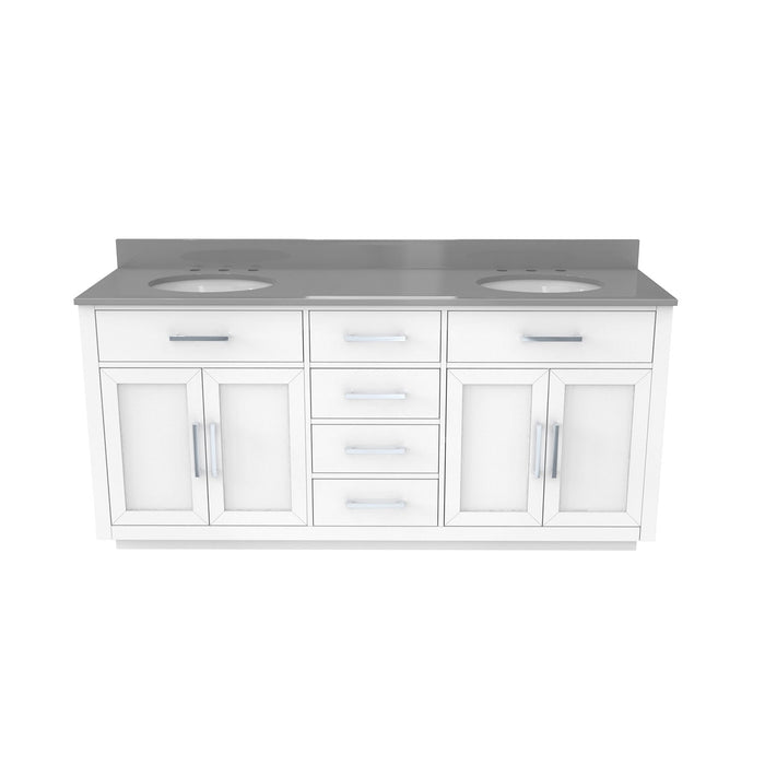 DreamLine VFDX722234RGQWH Dexterity 72" Oak Vanity with Two Oval Undermount Sinks - White