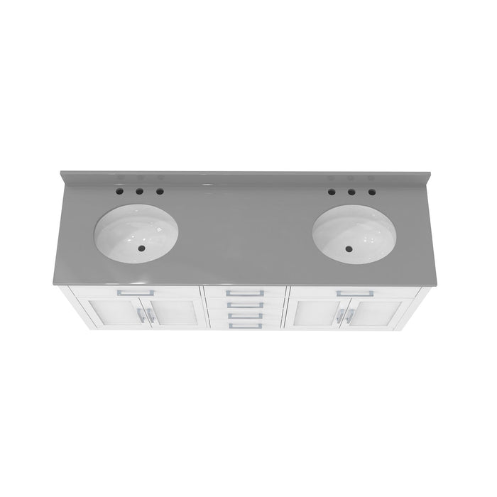 DreamLine VFDX722234RGQWH Dexterity 72" Oak Vanity with Two Oval Undermount Sinks - White