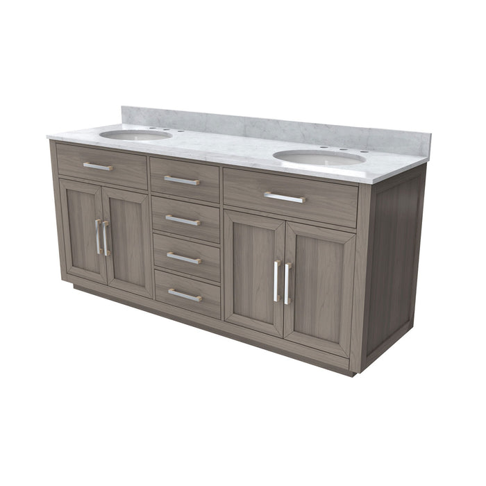 DreamLine VFDX722234RWMGK Dexterity 72" Oak Vanity with Two Oval Undermount Sinks - Gray Oak