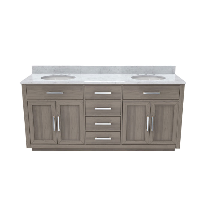 DreamLine VFDX722234RWMGK Dexterity 72" Oak Vanity with Two Oval Undermount Sinks - Gray Oak