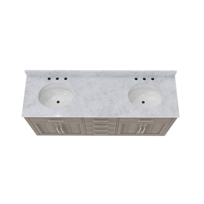 DreamLine VFDX722234RWMGK Dexterity 72" Oak Vanity with Two Oval Undermount Sinks - Gray Oak