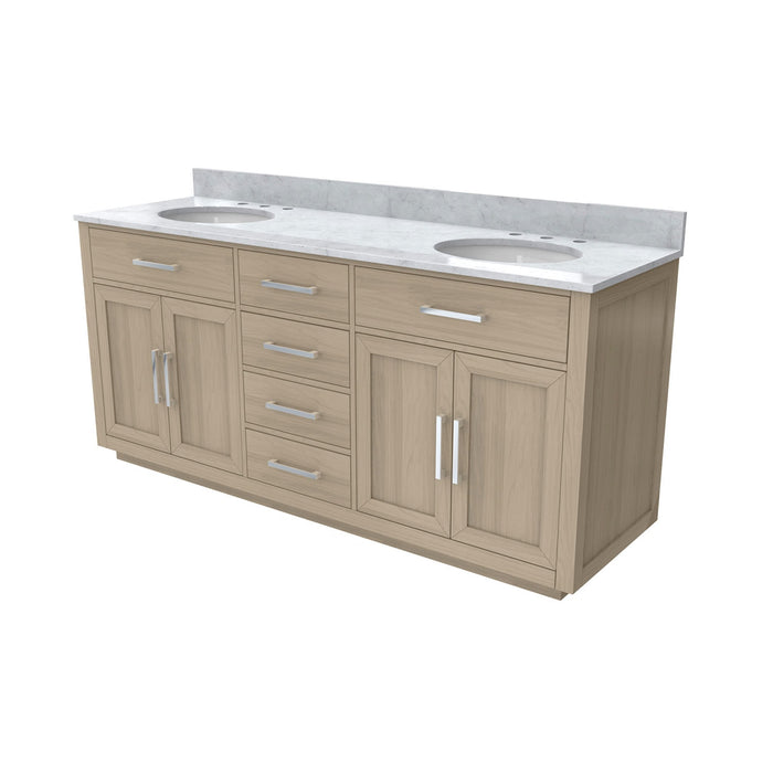 DreamLine VFDX722234RWMLK Dexterity 72" Oak Vanity with Two Oval Undermount Sinks - Light Oak