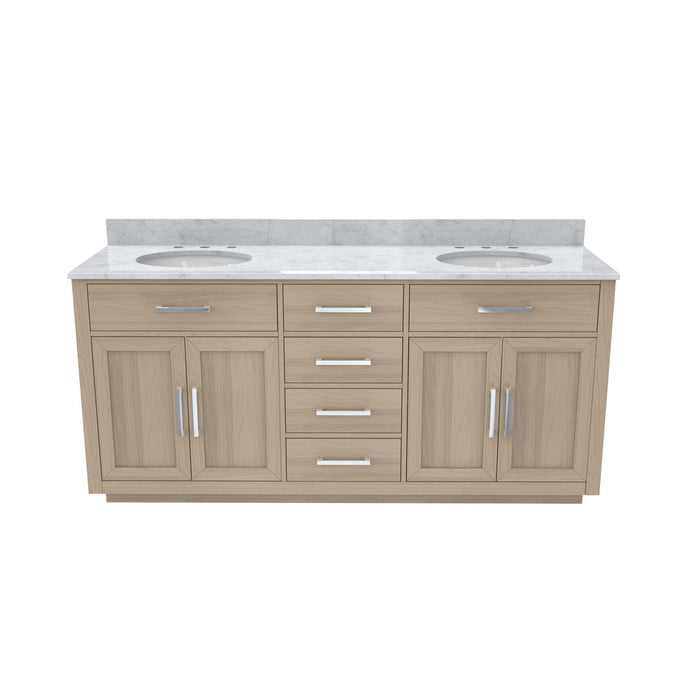 DreamLine VFDX722234RWMLK Dexterity 72" Oak Vanity with Two Oval Undermount Sinks - Light Oak