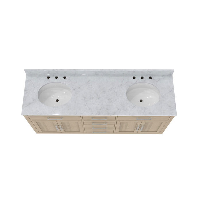 DreamLine VFDX722234RWMLK Dexterity 72" Oak Vanity with Two Oval Undermount Sinks - Light Oak