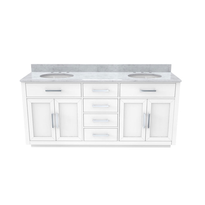 DreamLine VFDX722234RWMWH Dexterity 72" Oak Vanity with Two Oval Undermount Sinks - White