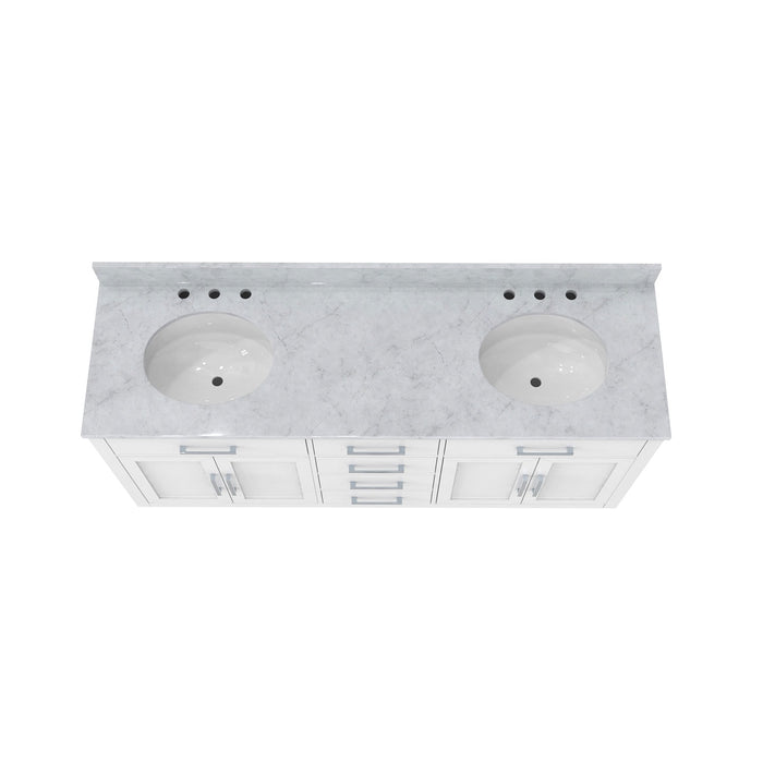 DreamLine VFDX722234RWMWH Dexterity 72" Oak Vanity with Two Oval Undermount Sinks - White