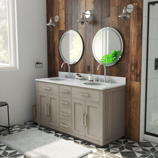 DreamLine VFDX602234RWMGK Dexterity 60" Oak Vanity with Oval Undermount Sinks - Gray Oak