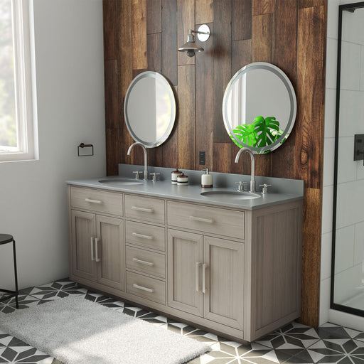 DreamLine VFDX722234RGQGK Dexterity 72" Oak Vanity with Oval Undermount Sinks - Gray Oak