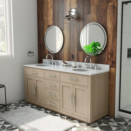 DreamLine VFDX722234RWMLK Dexterity 72" Oak Vanity with Oval Undermount Sinks - Light Oak