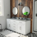 DreamLine VFDX722234RGQWH Dexterity 72" Oak Vanity with Oval Undermount Sinks - White