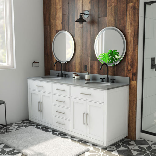 DreamLine VFDX722234RGQWH Dexterity 72" Oak Vanity with Oval Undermount Sinks - White